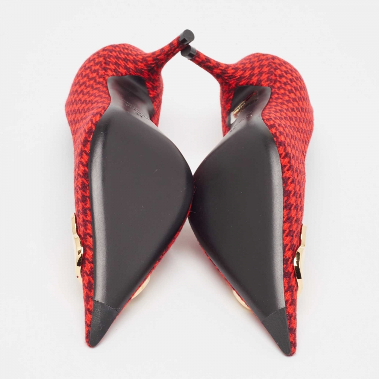 Pre Owned Balenciaga Red Tweed BB Pointed Toe Pumps Size 37