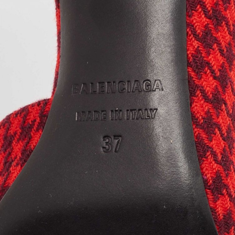 Pre Owned Balenciaga Red Tweed BB Pointed Toe Pumps Size 37