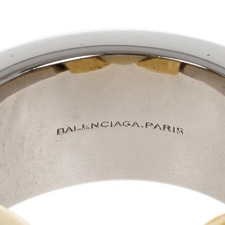 Pre Owned Balenciaga Round Slice Ivory Resin Women's Ring Size 56