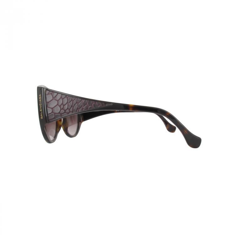 Pre Owned Balenciaga Dark Havana/Gradient Bordeaux BA0023 Cat Eye Sunglasses