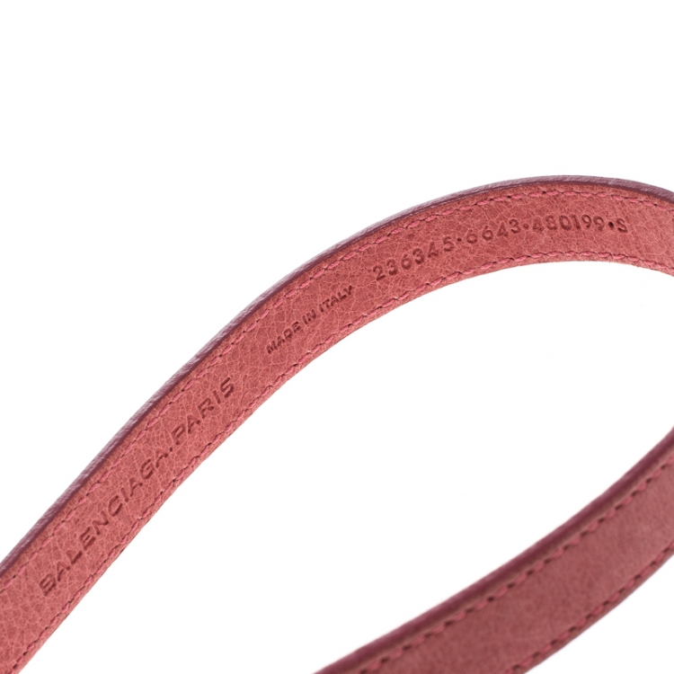 Pre Owned Balenciaga Pink Leather Arena Giant Wrap Bracelet S