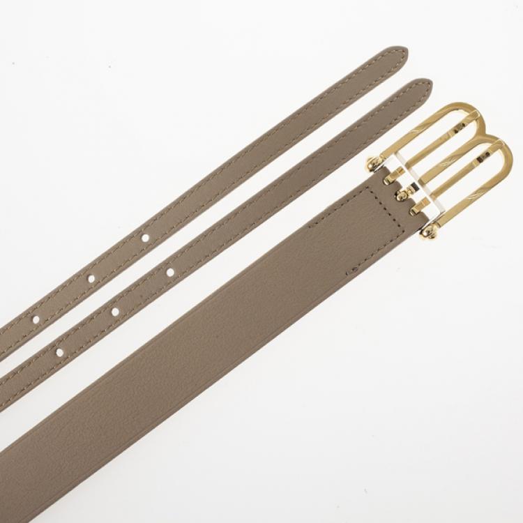 Pre Owned Balenciaga Beige Leather B Buckle Belt 84 CM