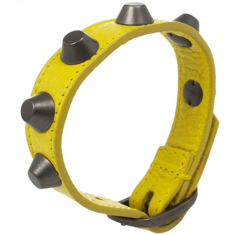 Pre Owned Balenciaga Yellow Classic Studded Bracelet