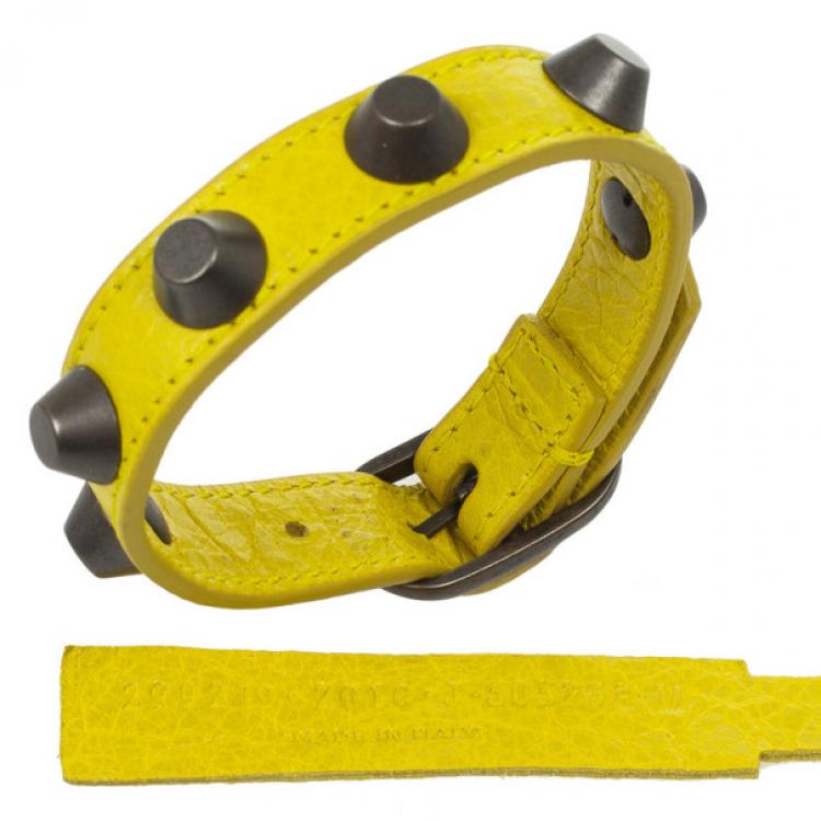 Pre Owned Balenciaga Yellow Classic Studded Bracelet