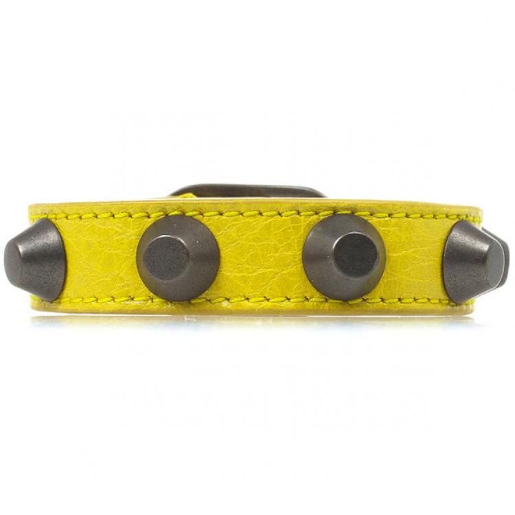 Pre Owned Balenciaga Yellow Classic Studded Bracelet