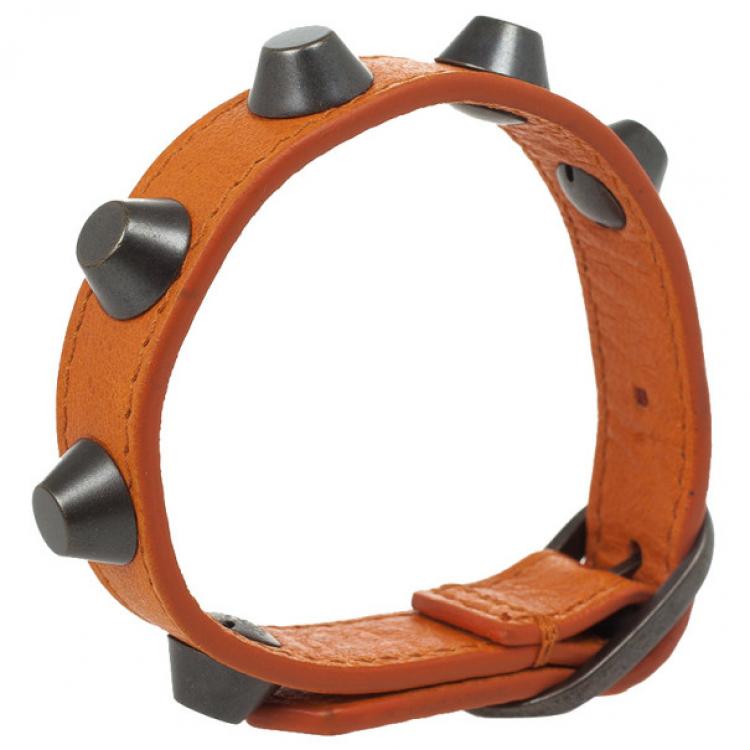 Pre Owned Balenciaga Classic Bracelet Studded Orange