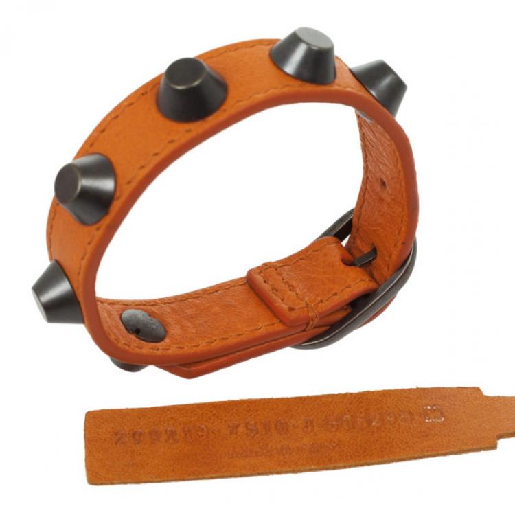 Pre Owned Balenciaga Classic Bracelet Studded Orange
