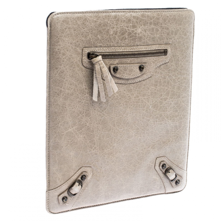 Pre Owned Balenciaga Dark Beige Leather iPad Cover