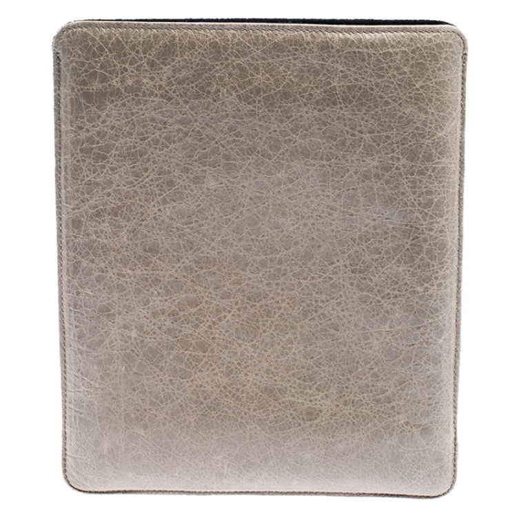 Pre Owned Balenciaga Dark Beige Leather iPad Cover