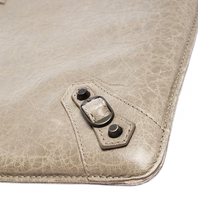 Pre Owned Balenciaga Dark Beige Leather iPad Cover