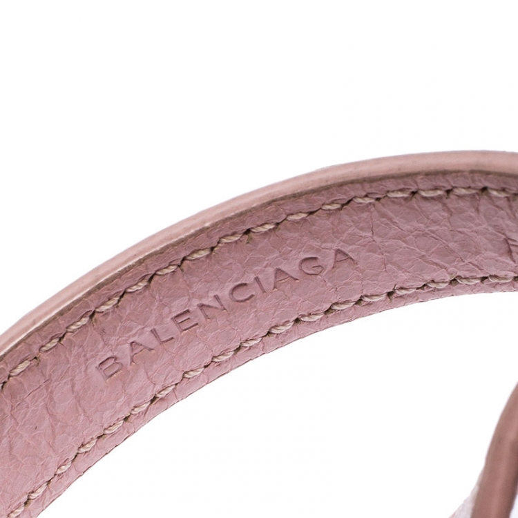 Pre Owned Balenciaga Light Pink RGH Leather Double Tour Bracelet M
