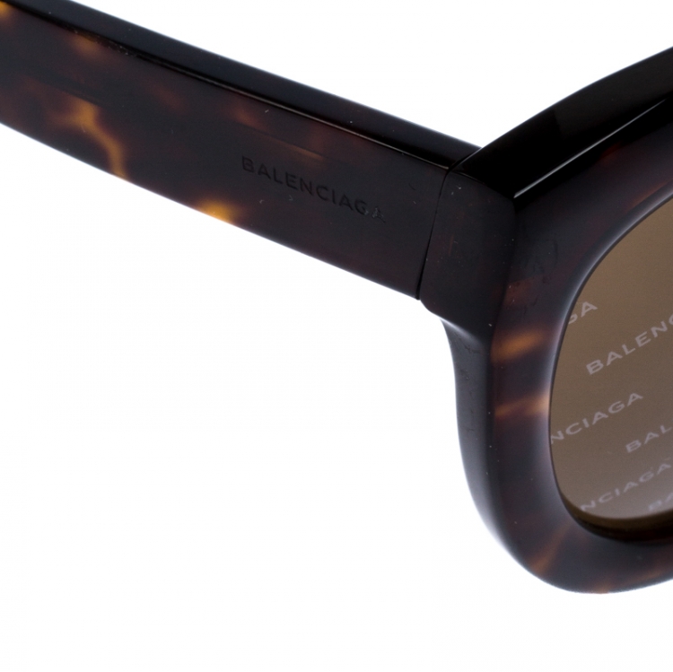 Pre Owned Balenciaga Brown Tortoise Gradient Logomania Cateye Sunglasses
