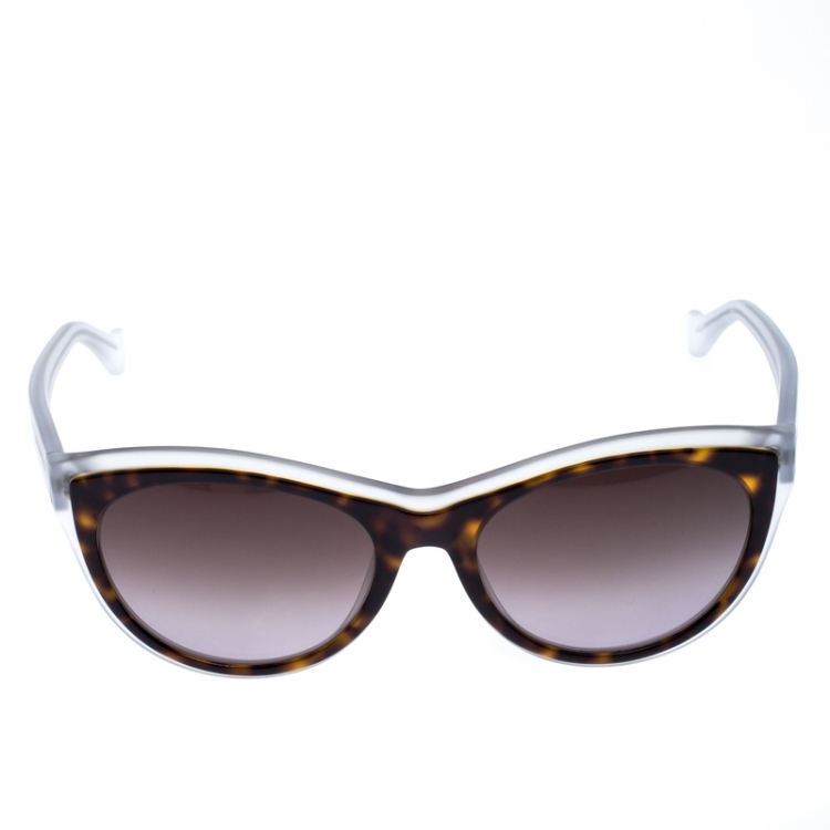 Pre Owned Balenciaga White/Brown BA 65 58B Cateye Sunglasses