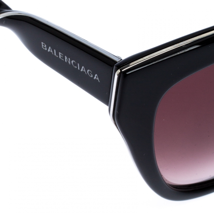 Pre Owned Balenciaga Black Gradient Twisted Temple Cat Eye Sunglasses