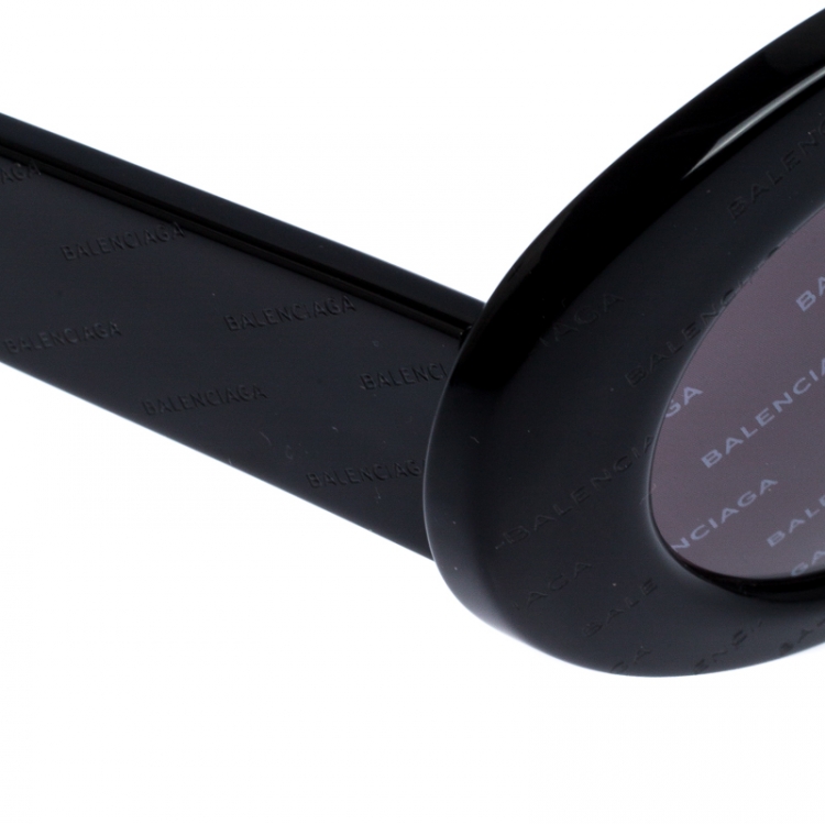 Pre Owned Balenciaga Black Logomania Oval Sunglasses