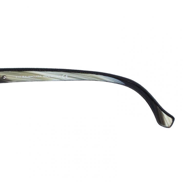 Pre Owned Balenciaga Black Caviar Embossed BA 57 Wayferer Sunglasses