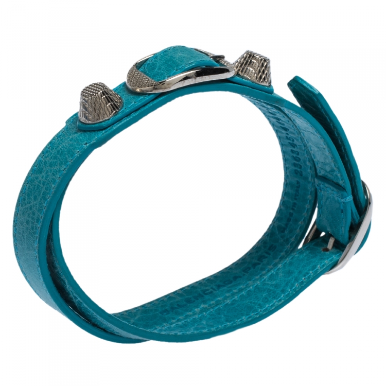 مملوكة مسبقًا Balenciaga Arena Blue Leather Giant Triple Tour Bracelet M