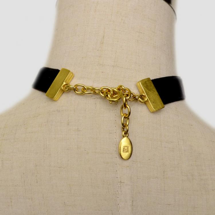 Pre Owned Balenciaga Purple Crystal Golden Necklace 
