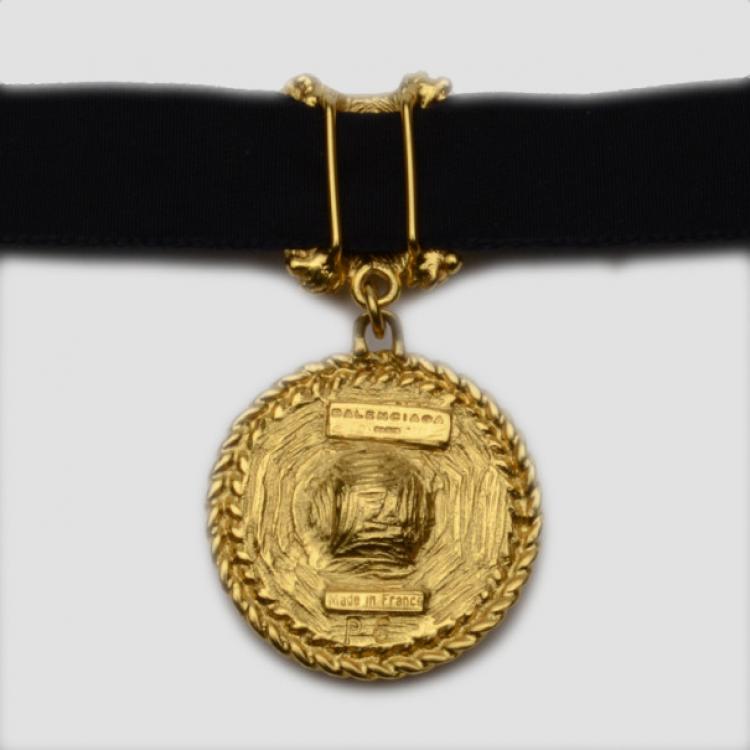 Pre Owned Balenciaga Purple Crystal Golden Necklace 