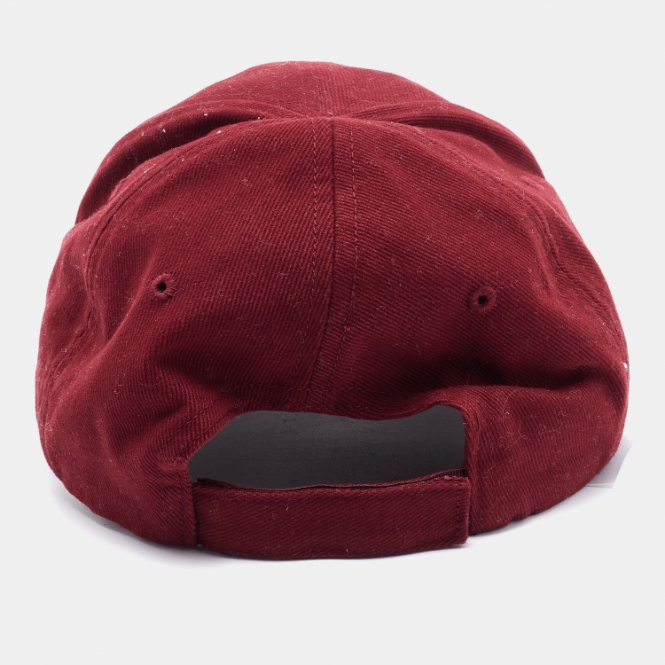 Pre Owned Balenciaga Burgundy Cotton Baseball Cap L