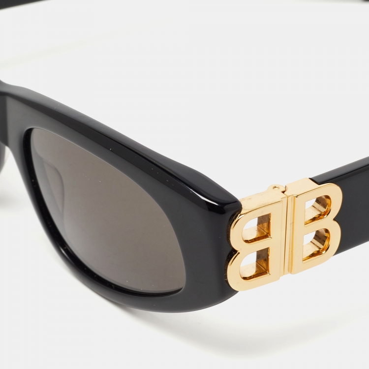 Pre Owned Balenciaga Black BB0095S Rectangular Sunglasses