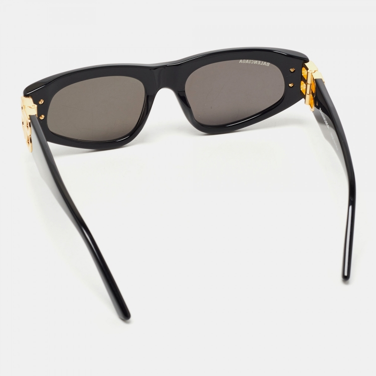 Pre Owned Balenciaga Black BB0095S Rectangular Sunglasses