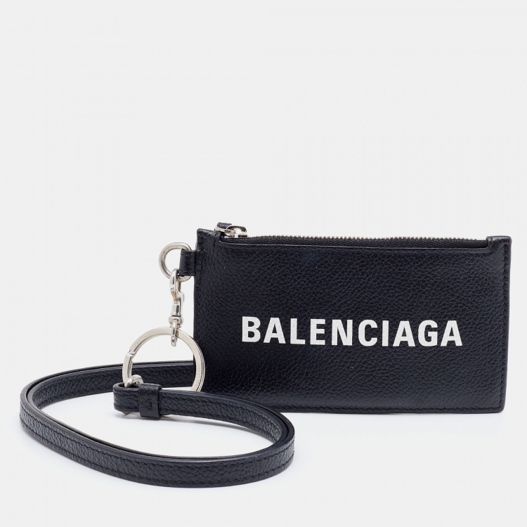 Balenciaga Black Leather Card Holder Lanyard Balenciaga | The Luxury Closet