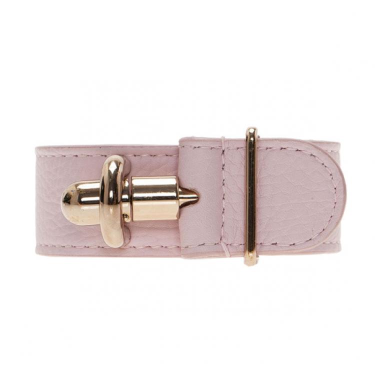 Pre Owned Balenciaga Light Pink Leather Tube Medium Bracelet 17CM
