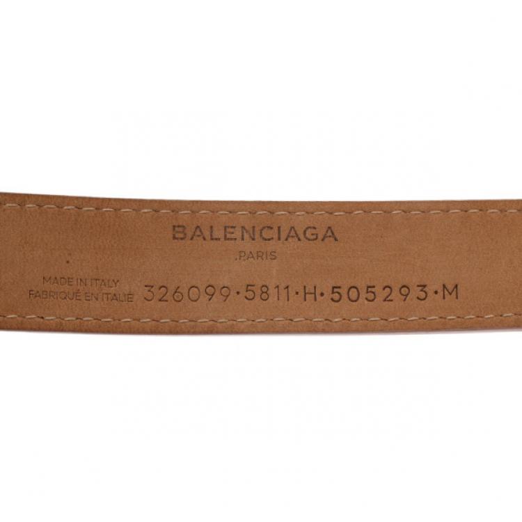 Pre Owned Balenciaga Light Pink Leather Tube Medium Bracelet 17CM