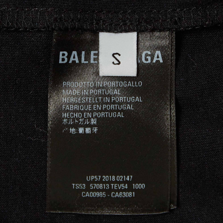 Pre Owned Balenciaga Black Logo All-Over Print Cotton T-Shirt S