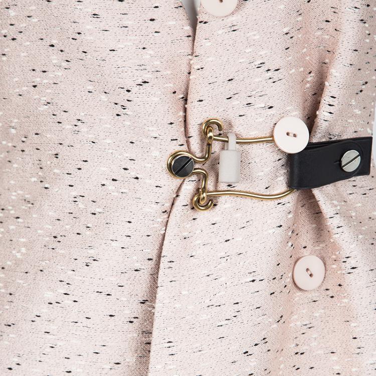 Pre Owned Balenciaga Textured Pale Pink Buckle Detail Sleeveless Dress Coat S