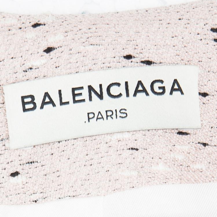 Pre Owned Balenciaga Textured Pale Pink Buckle Detail Sleeveless Dress Coat S