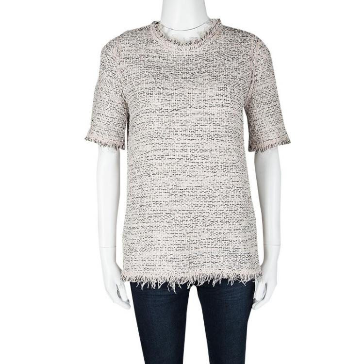 Pre Owned Balenciaga Blush Pink Textured Short Sleeve Top M