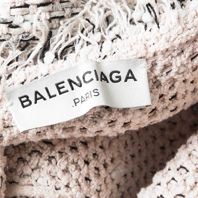 Pre Owned Balenciaga Blush Pink Textured Short Sleeve Top M