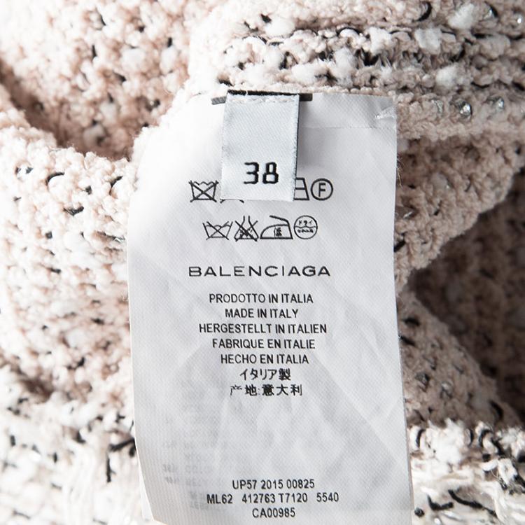 Pre Owned Balenciaga Blush Pink Textured Short Sleeve Top M