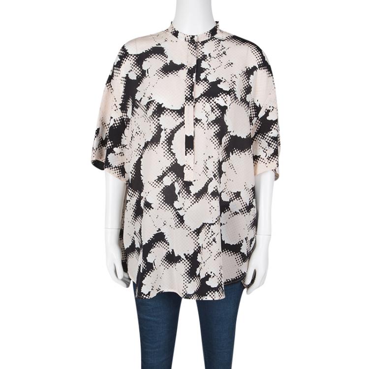 Pre Owned Balenciaga Multicolor Animal Printed Silk Oversized Blouse M