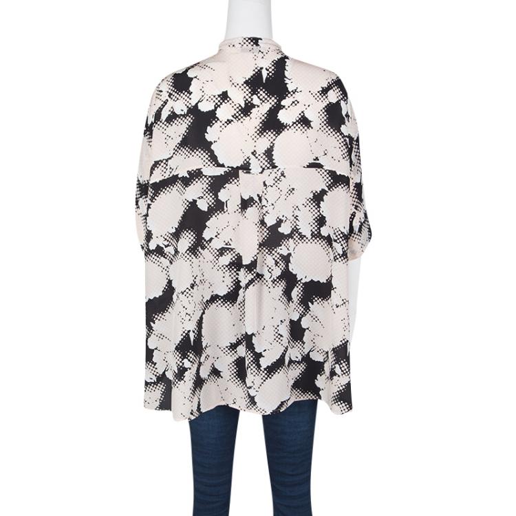 Pre Owned Balenciaga Multicolor Animal Printed Silk Oversized Blouse M