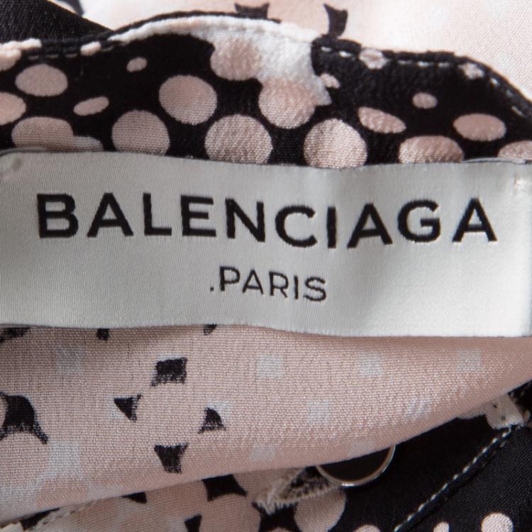 Pre Owned Balenciaga Multicolor Animal Printed Silk Oversized Blouse M