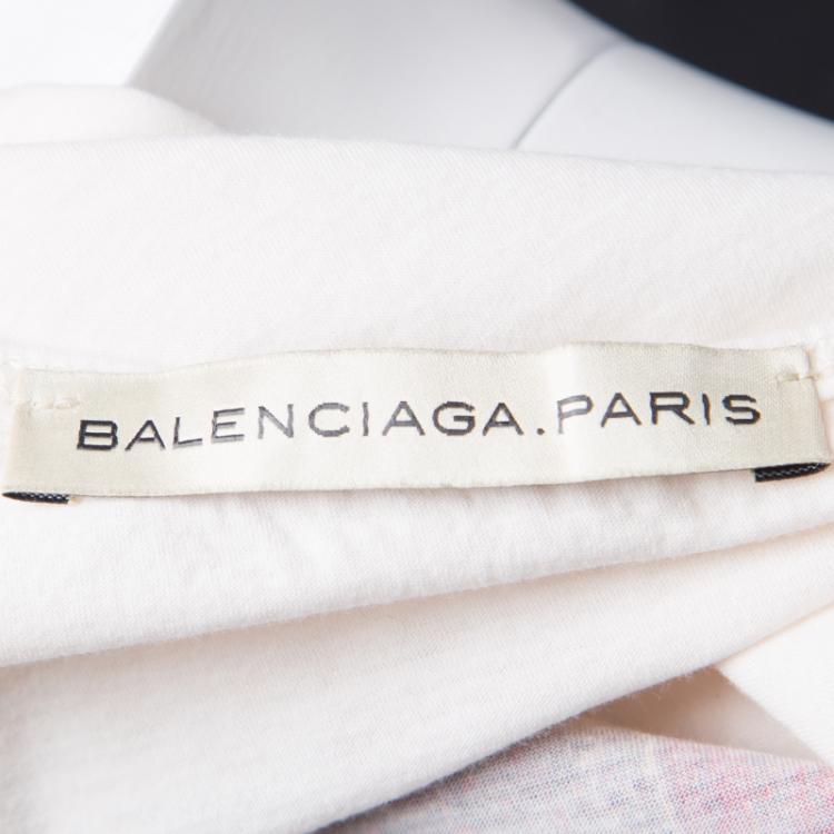 Pre Owned Balenciaga Cream Logo Print Jersey Camisole M