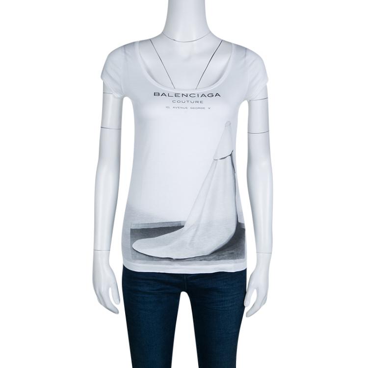 Pre Owned Balenciaga White 1960s Bride Print T-Shirt S
