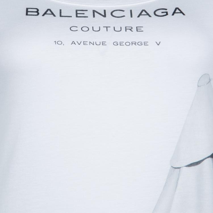 Pre Owned Balenciaga White 1960s Bride Print T-Shirt S
