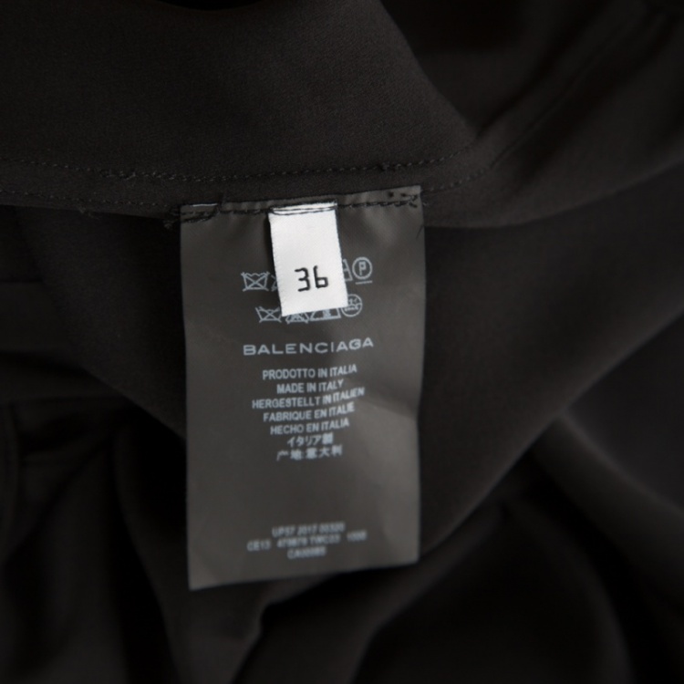 Pre Owned Balenciaga Black Scarf Collar Detail Oversized High Low Silk Blouse S