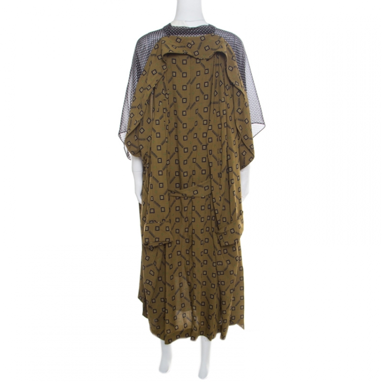 Pre Owned Balenciaga Multicolor Printed Layered Kaftan Dress M