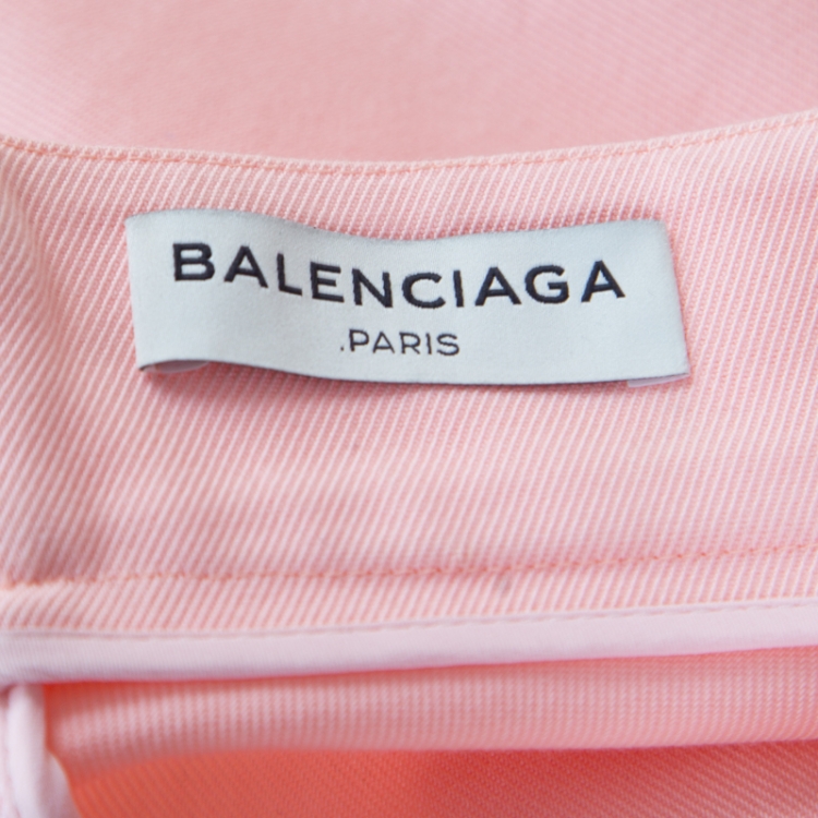 Pre Owned Balenciaga Pink Box Pleat Detail Mini Skirt M