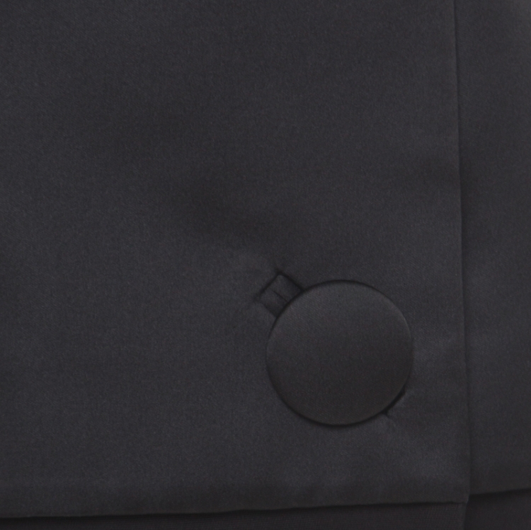 Pre Owned Balenciaga Black Satin Peplum Detail Long Sleeve Dress M