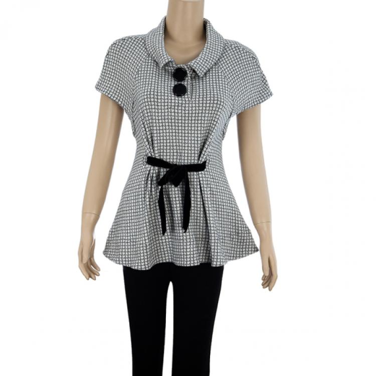 Pre Owned Balenciaga Monochrome Tie Top M