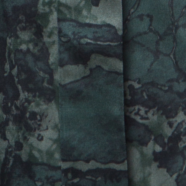 مملوكة مسبقًا Balenciaga Green Printed Mandarin Collar Cap Sleeve Button Front Shirt M