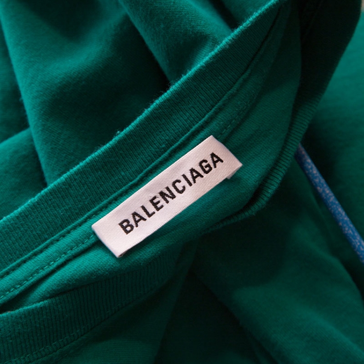 Pre Owned Balenciaga Green BB Logo Print Cotton Oversized T-Shirt XS