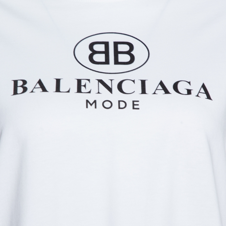 Pre Owned Balenciaga White BB Mode Print Cotton Oversized T-Shirt S
