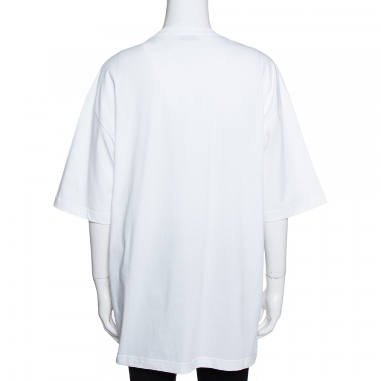 Pre Owned Balenciaga White BB Mode Print Cotton Oversized T-Shirt S